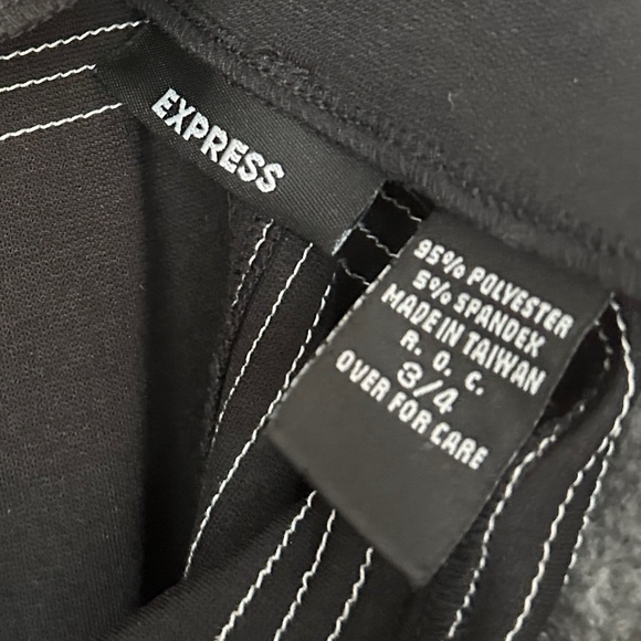 Vintage Express Black High Waist Bodycon Pencil Skirt Contrast Stitching Stretch - Picture 3 of 15